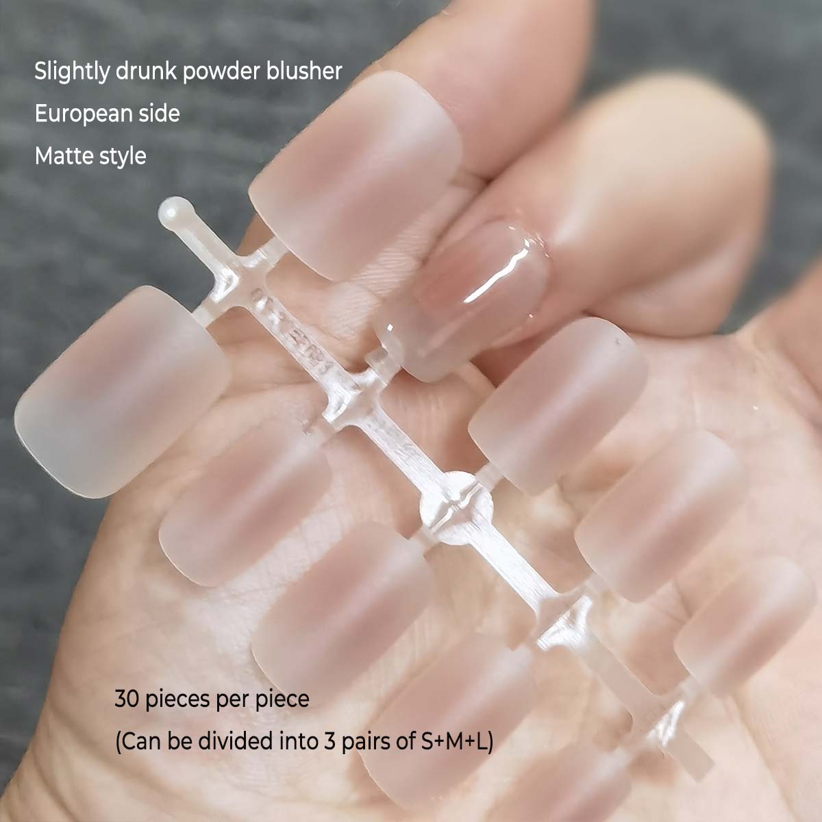 Nude blush nail art stickers, simple medium-sized false nail stickers, full coverage matte and glossy false nails, suitable for women and girls, 24 pieces per pack.