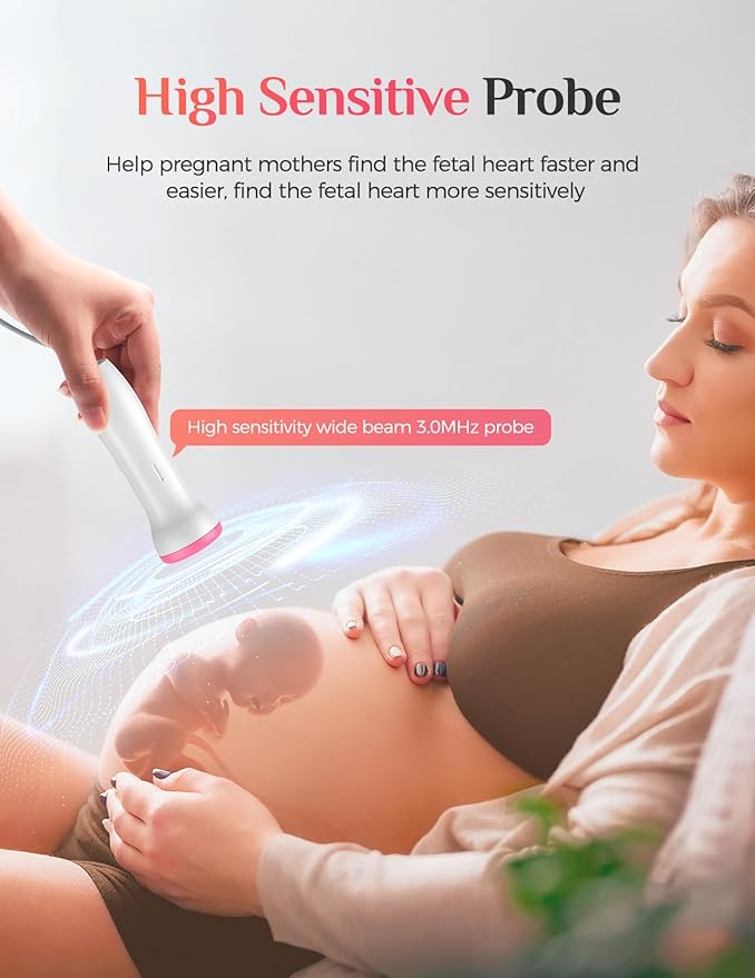Fetal heart rate monitor for pregnancy monitoring - 24 weeks, infant heart rate monitor, Doppler home fetal heart rate monitor.
