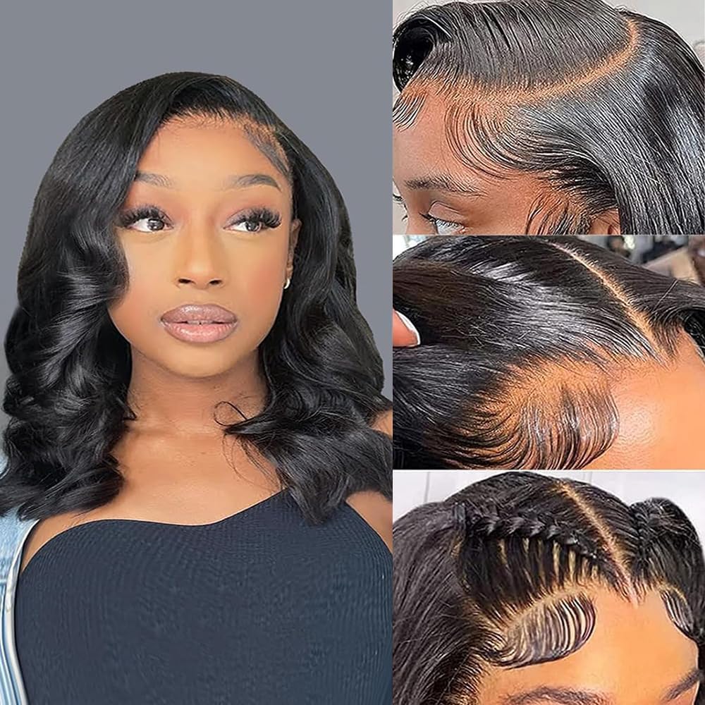 JTMMP 13x6 Deep Wave Lace Front Wigs Human Hair 200% Density 26 Inch Curly Human Hair Wig for Women Natural Black HD Transparent Lace Glueless Frontal Wigs Human Hair Pre Plucked