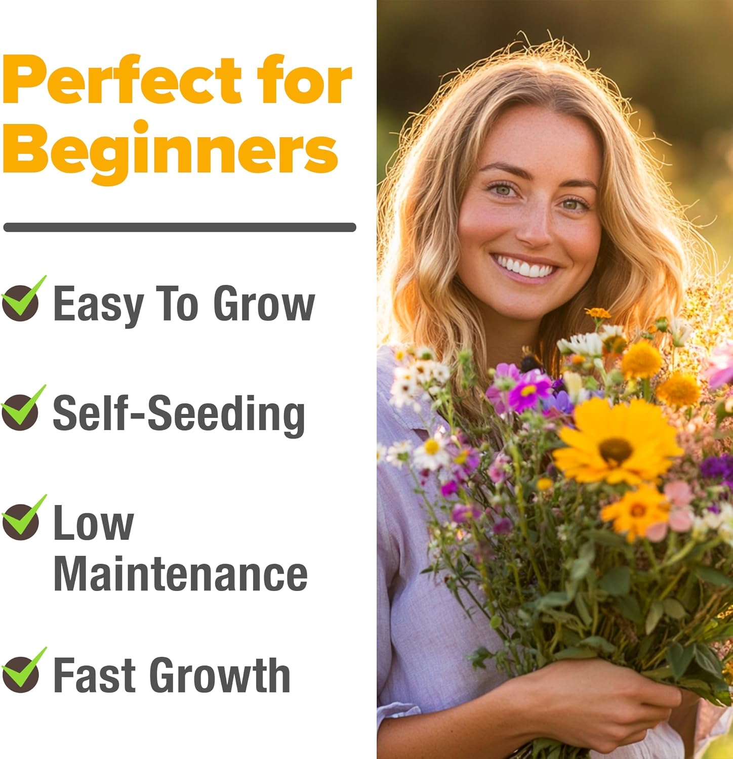 HOME GROWN Wildflower Seeds Mix - 47,400+ Non-GMO - 19 Perennial Flower Varieties for Planting Outdoors - Attract Butterflies & Birds - 3oz Wild Flower Seed Mix