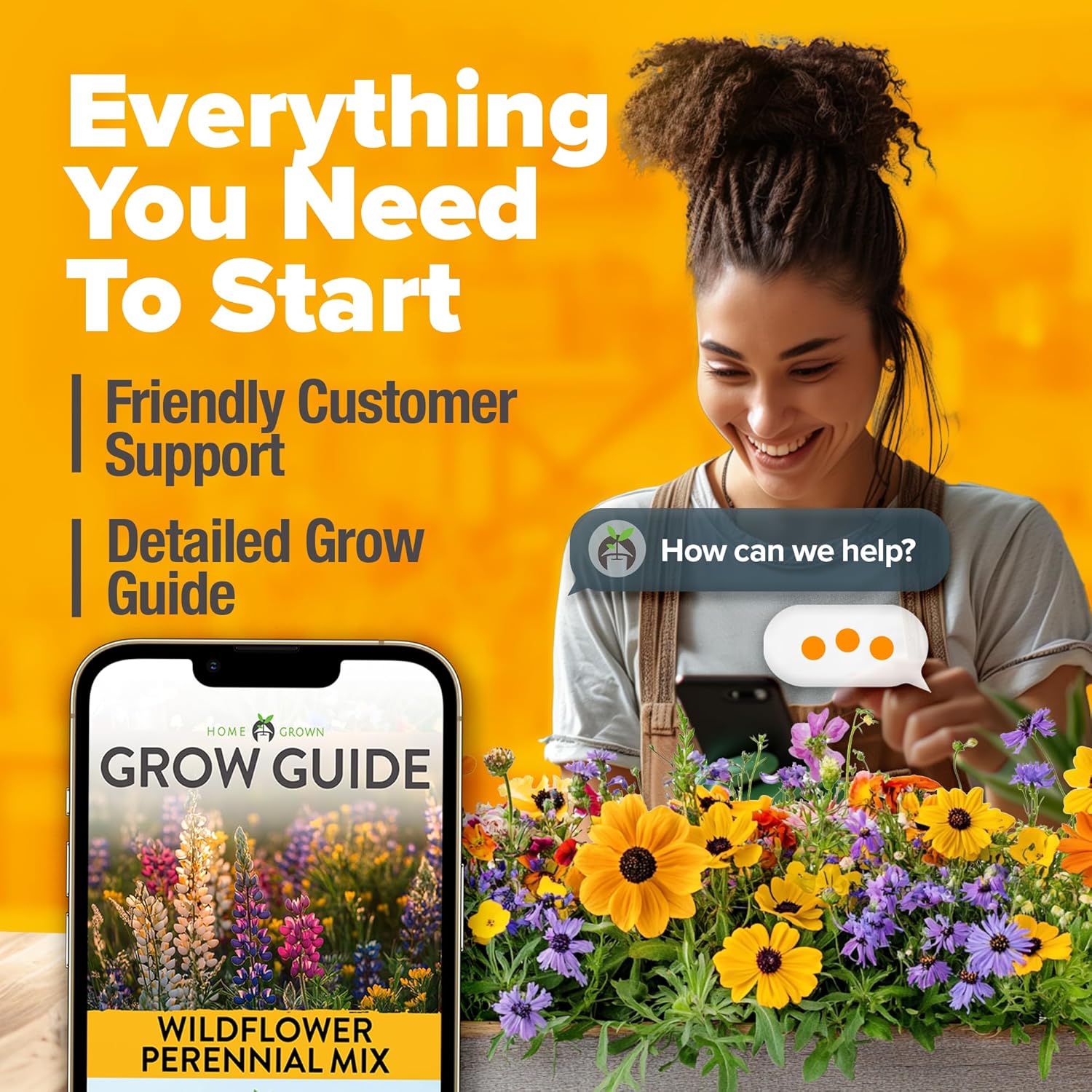 HOME GROWN Wildflower Seeds Mix - 47,400+ Non-GMO - 19 Perennial Flower Varieties for Planting Outdoors - Attract Butterflies & Birds - 3oz Wild Flower Seed Mix