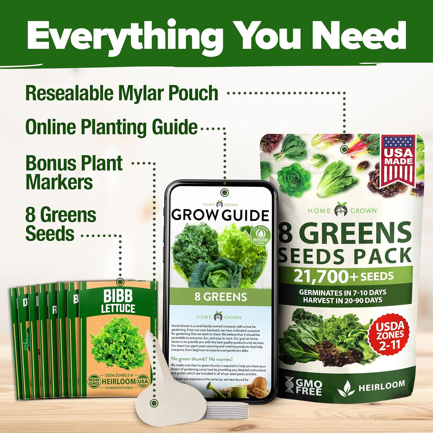 HOME GROWN Arugula Seed 2 Pack – 4350 Vegetable Seeds – Non GMO Ideal Seeds for Hydroponic Garden Indoor – Premium and Heirloom Arugula Seeds for Planting (Eruca vesicaria)