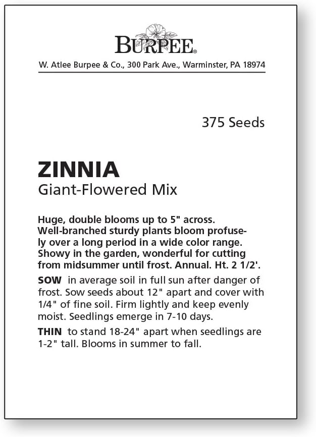 Burpee Cut & Come Again Zinnia Seeds 175 seeds