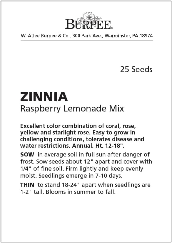 Burpee Cut & Come Again Zinnia Seeds 175 seeds