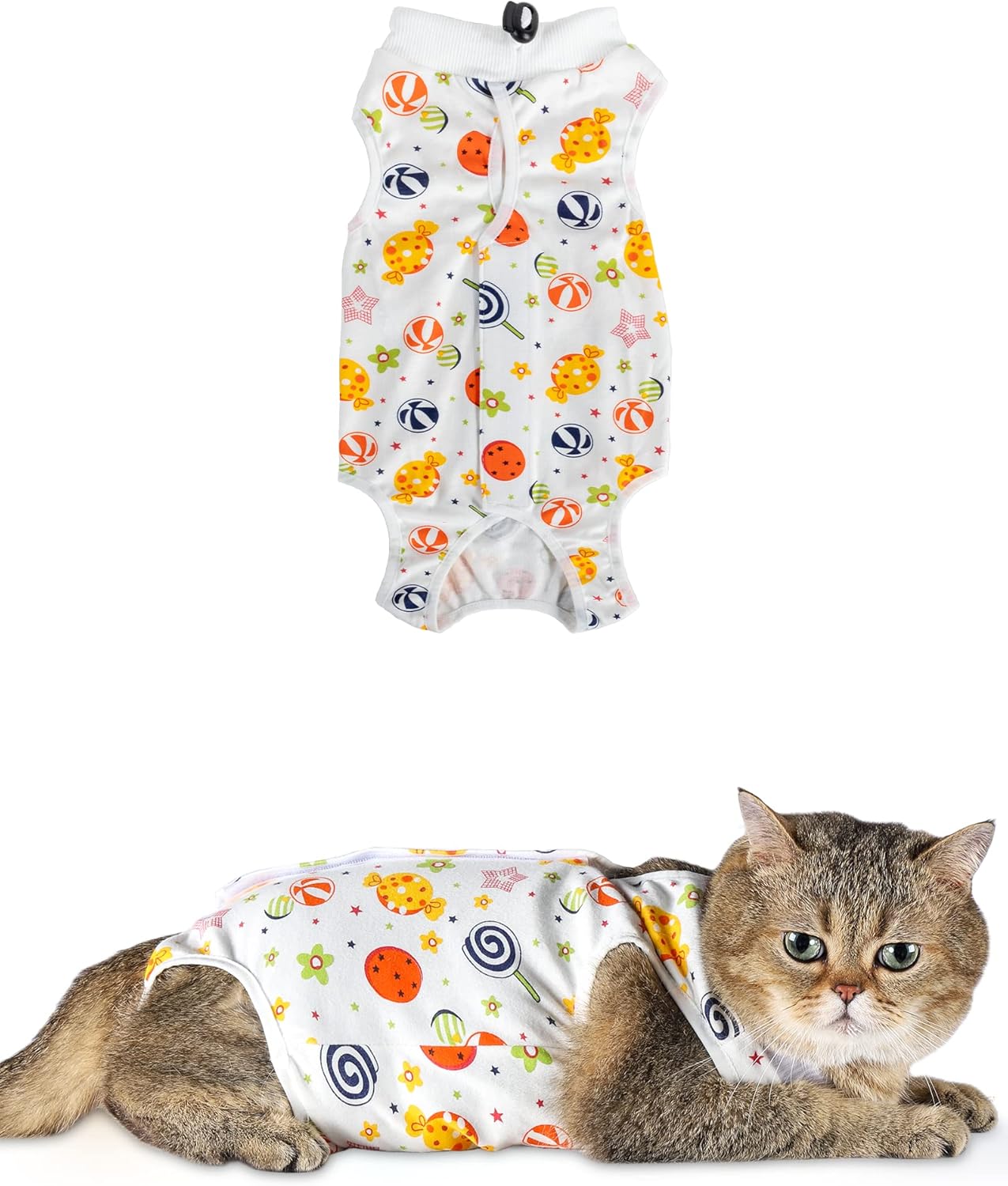 ANWA 2 Pack Cat Recovery Suit - Breathable Cat Onesie for Cats After Surgery Female, Kitten Surgery Recovery Suit Female Abdominal Wounds