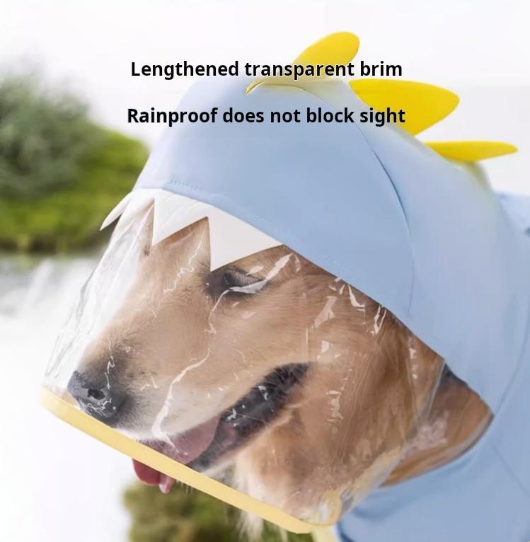 [Hipipet] Playful Dinosaur Dog Raincoat – Waterproof Puppy Poncho with Detachable Tail – Cute & Functional for Wet Walks Large