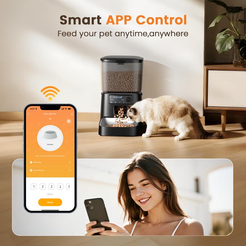 oneisall  Smart  Pet  Feeder, 3.5L Automatic Food Dispenser for Cats, dogs，Small Pets Indoor, Timed and quantitative dry food cat feeder