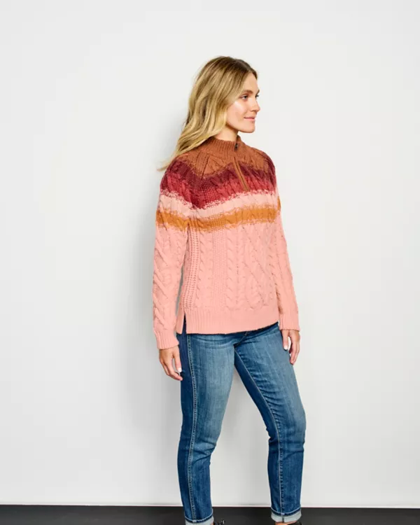 Cable Stripe Quarter-Zip Sweater