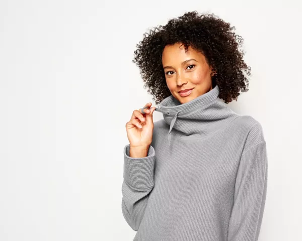 Textured Cowl Sweatshirt