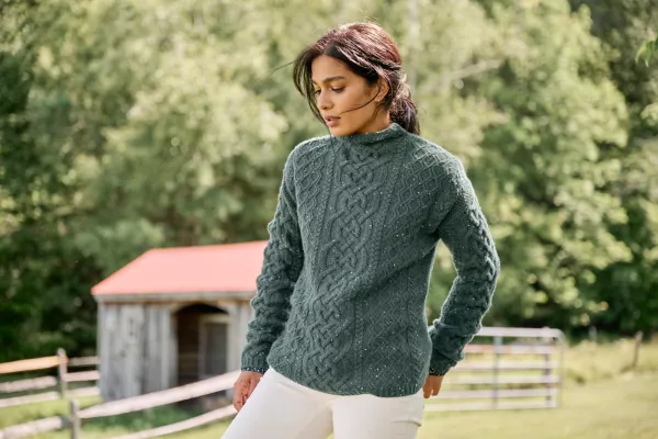 Donegal Cable Mockneck Sweater