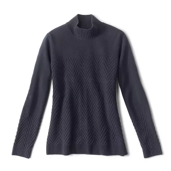 Cashmere Herringbone Mockneck Sweater
