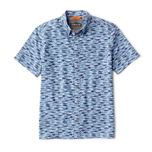 Printed Tech Chambray Short-Sleeved Shirt