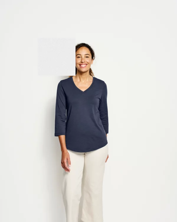 Perfect Relaxed V-Neck Three-Quarter Sleeve Tee