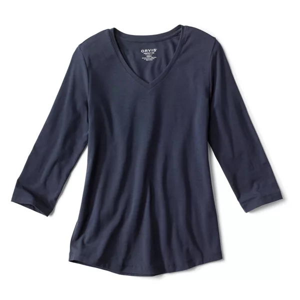 Perfect Relaxed V-Neck Three-Quarter Sleeve Tee