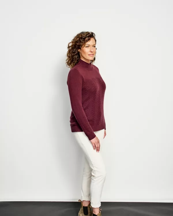 Cashmere Herringbone Mockneck Sweater
