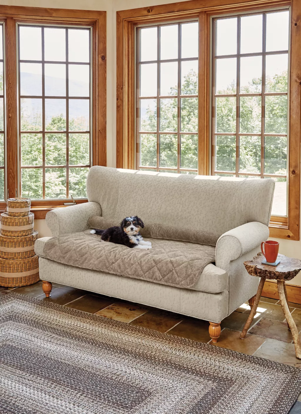 Grip-Tight® Quilted Furniture Protector with Zip-Off Bolster