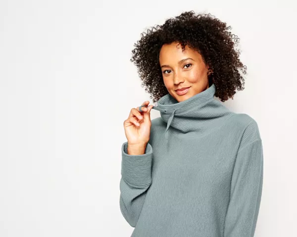 Textured Cowl Sweatshirt