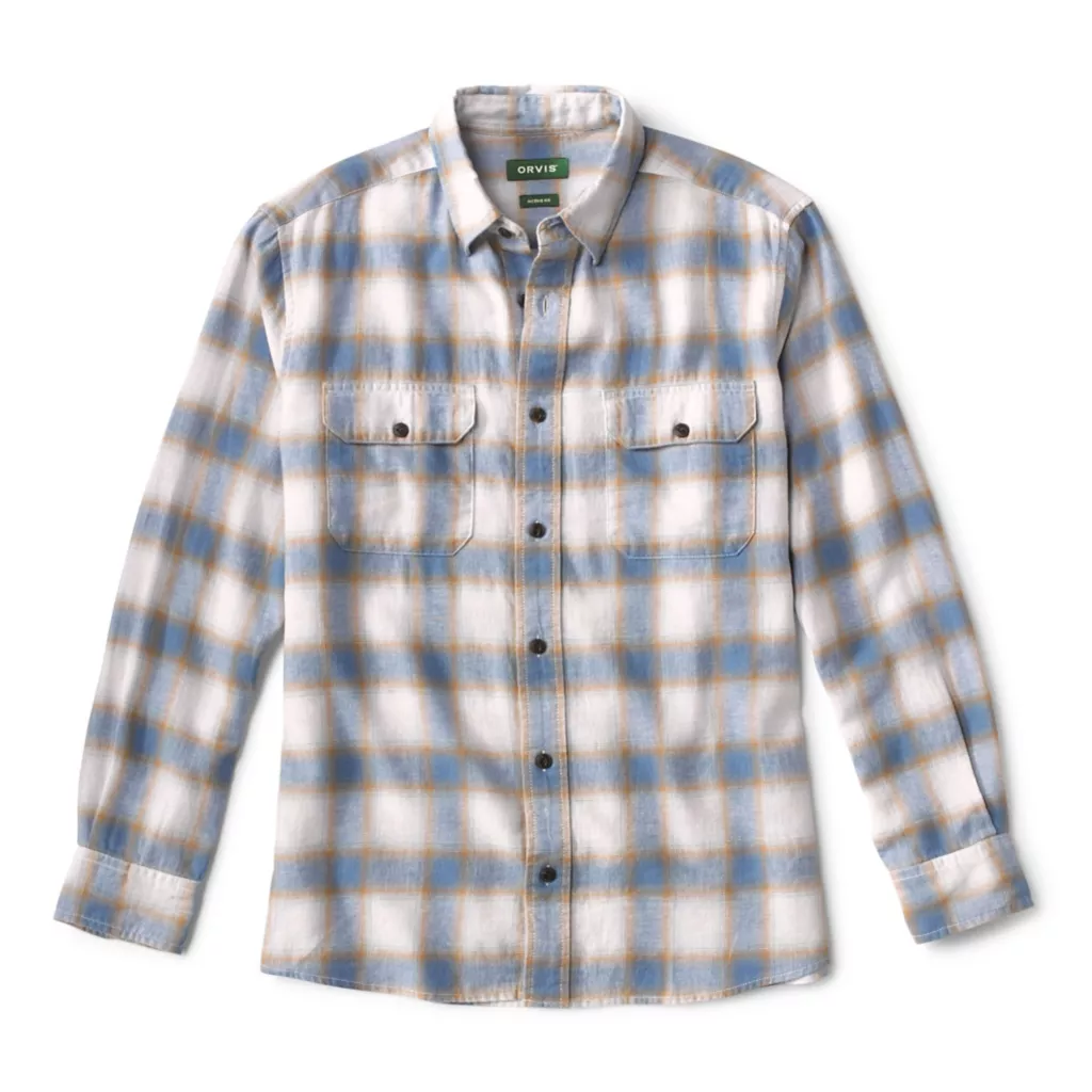 Hemp/Cotton Yarn-Dyed Denim Long-Sleeved Shirt