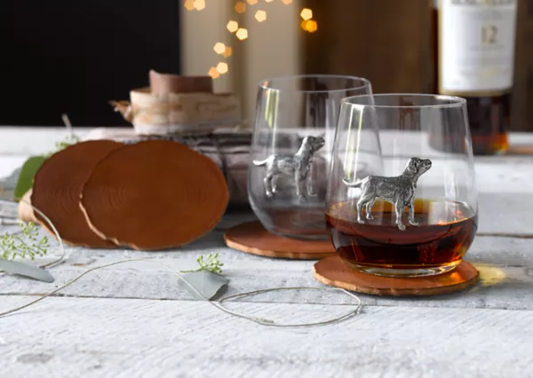 Pewter Medallion Glasses, Set of 4