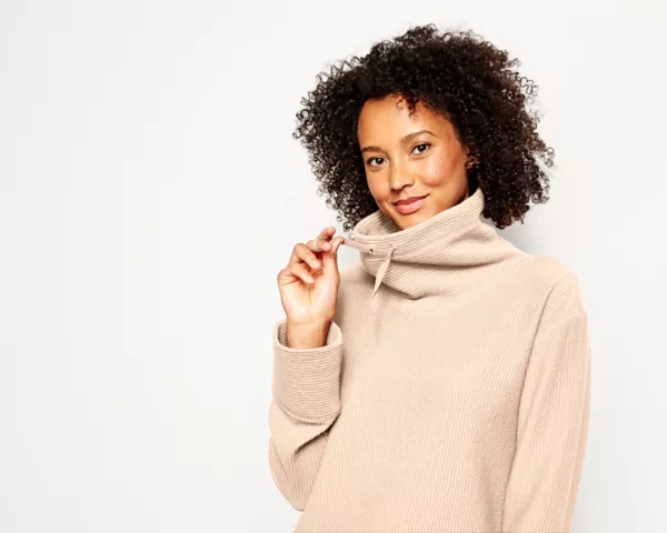 Textured Cowl Sweatshirt