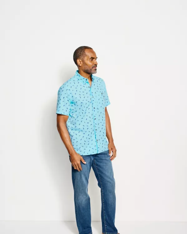 Printed Tech Chambray Short-Sleeved Shirt
