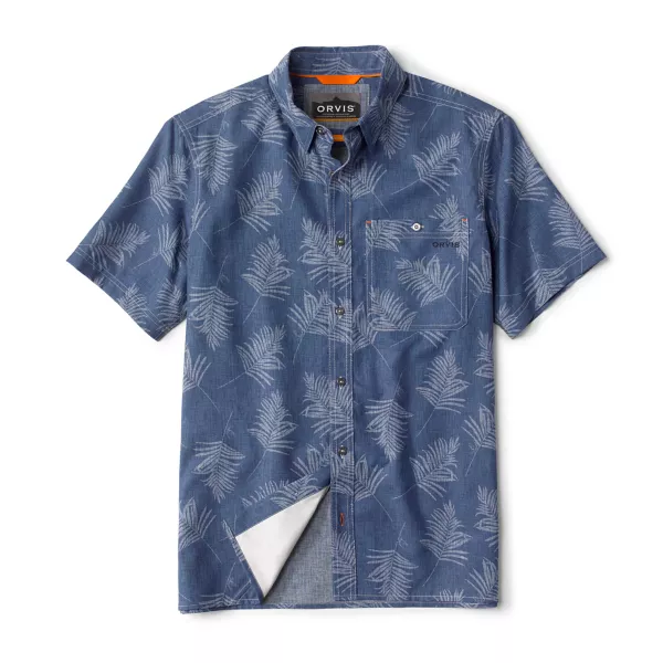 Printed Tech Chambray Short-Sleeved Shirt