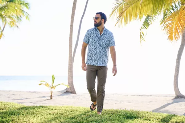 Printed Tech Chambray Short-Sleeved Shirt