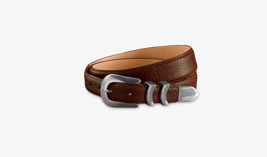 Bison Tapered-Edge Belt with Silver Buckle