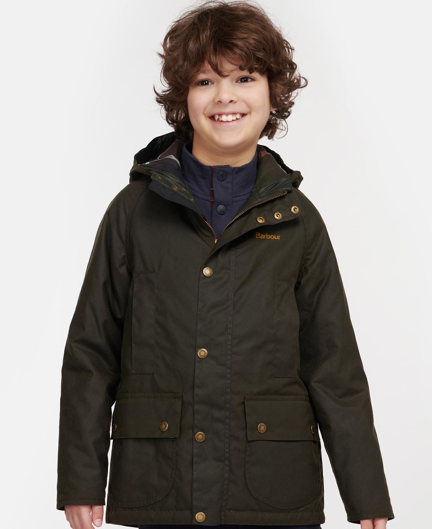 Barbour Boys Hooded Beaufort Wax Jacket