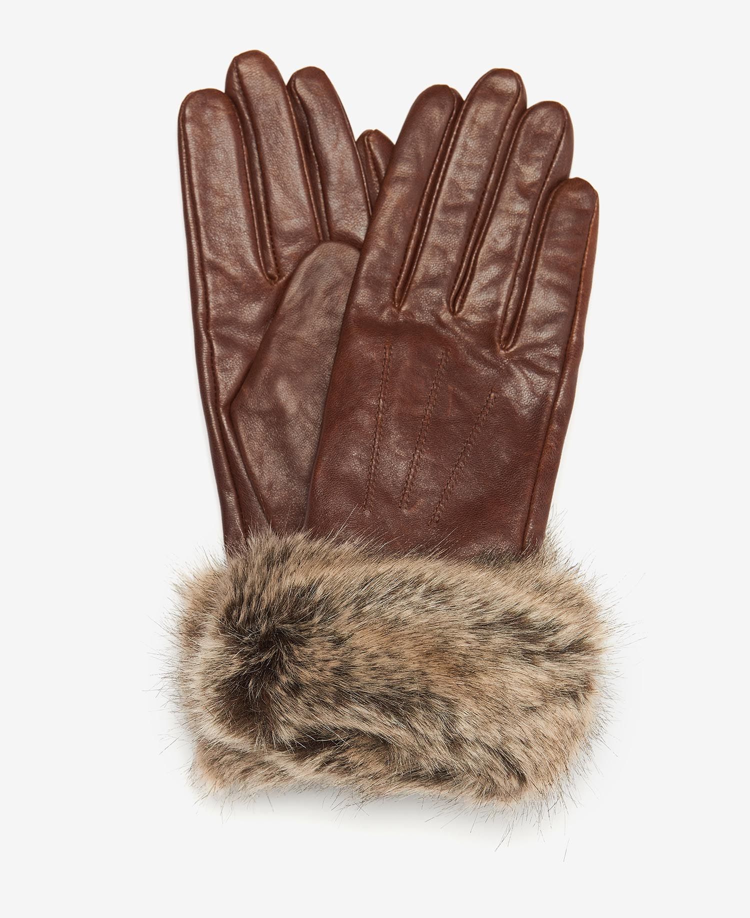 Barbour Faux Fur Trimmed Leather Gloves