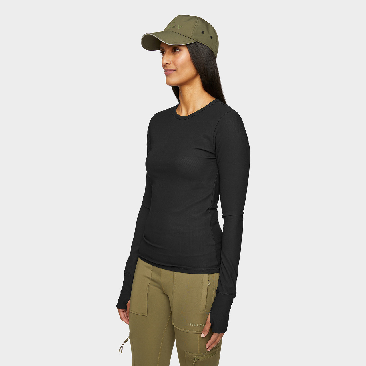 Tilley Fitted Rib Crewneck Long Sleeve Top - Women's