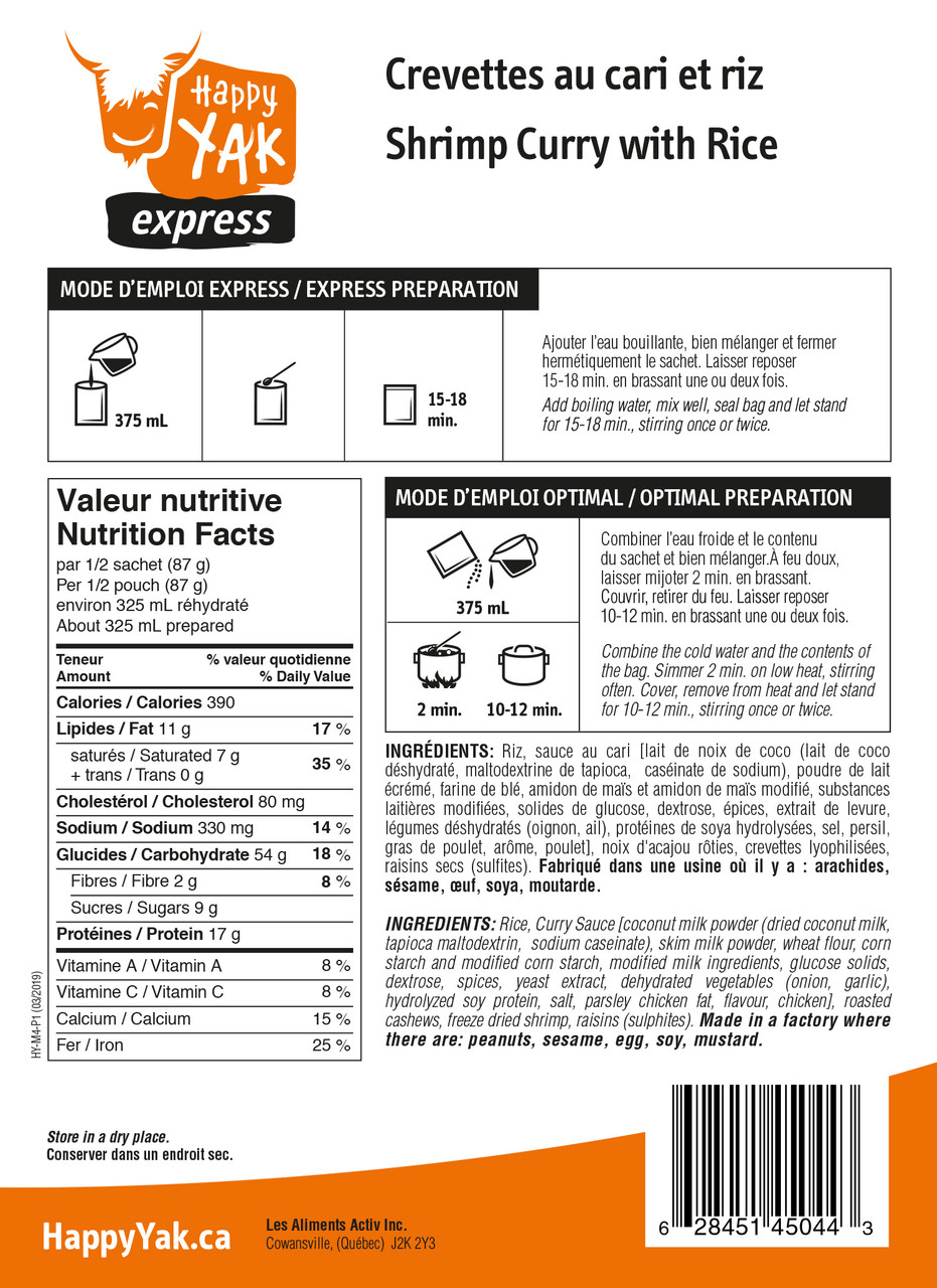 Happy Yak Shrimp Curry With Rice