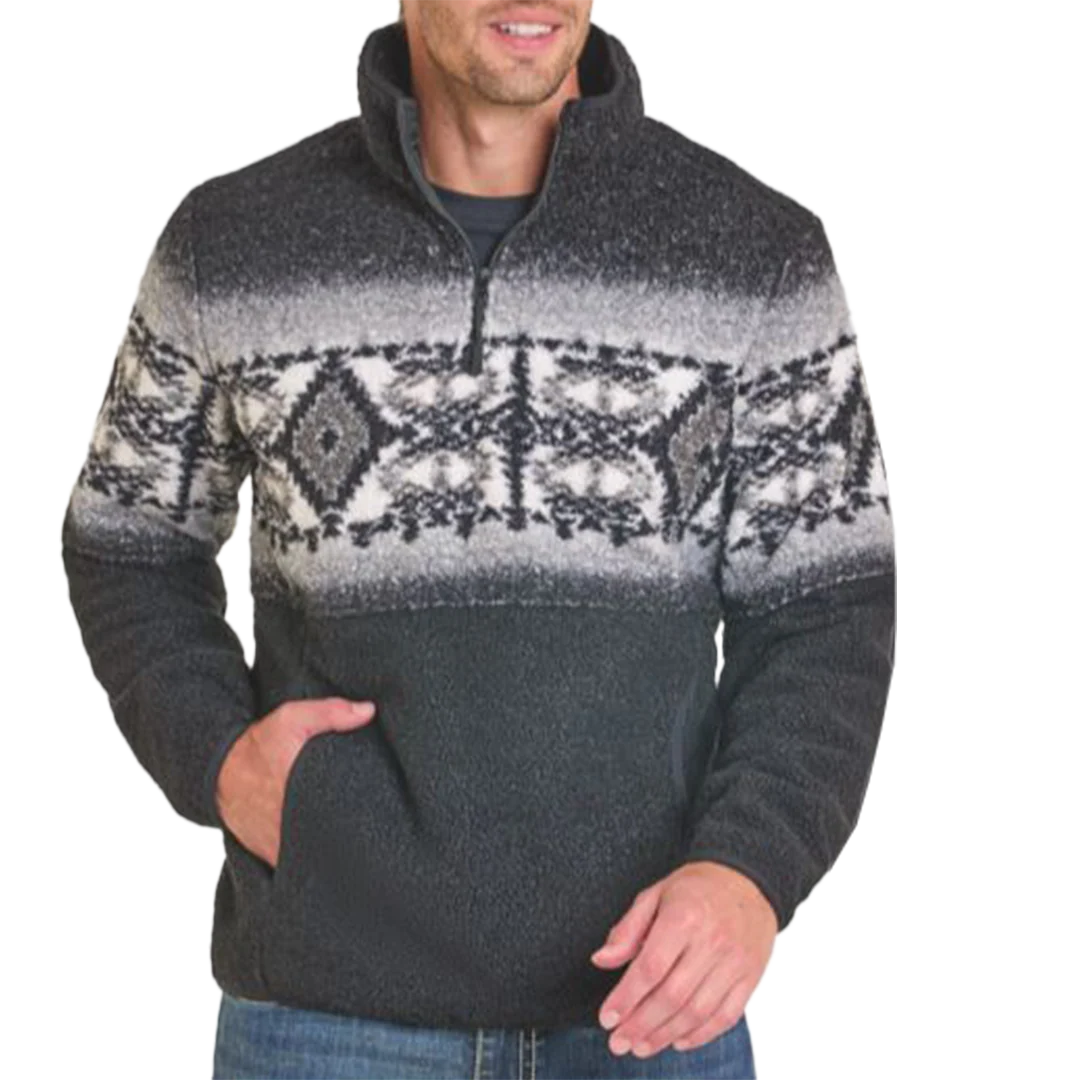 Powder River Outfitters Men's Fleece Border Aztec Pullover