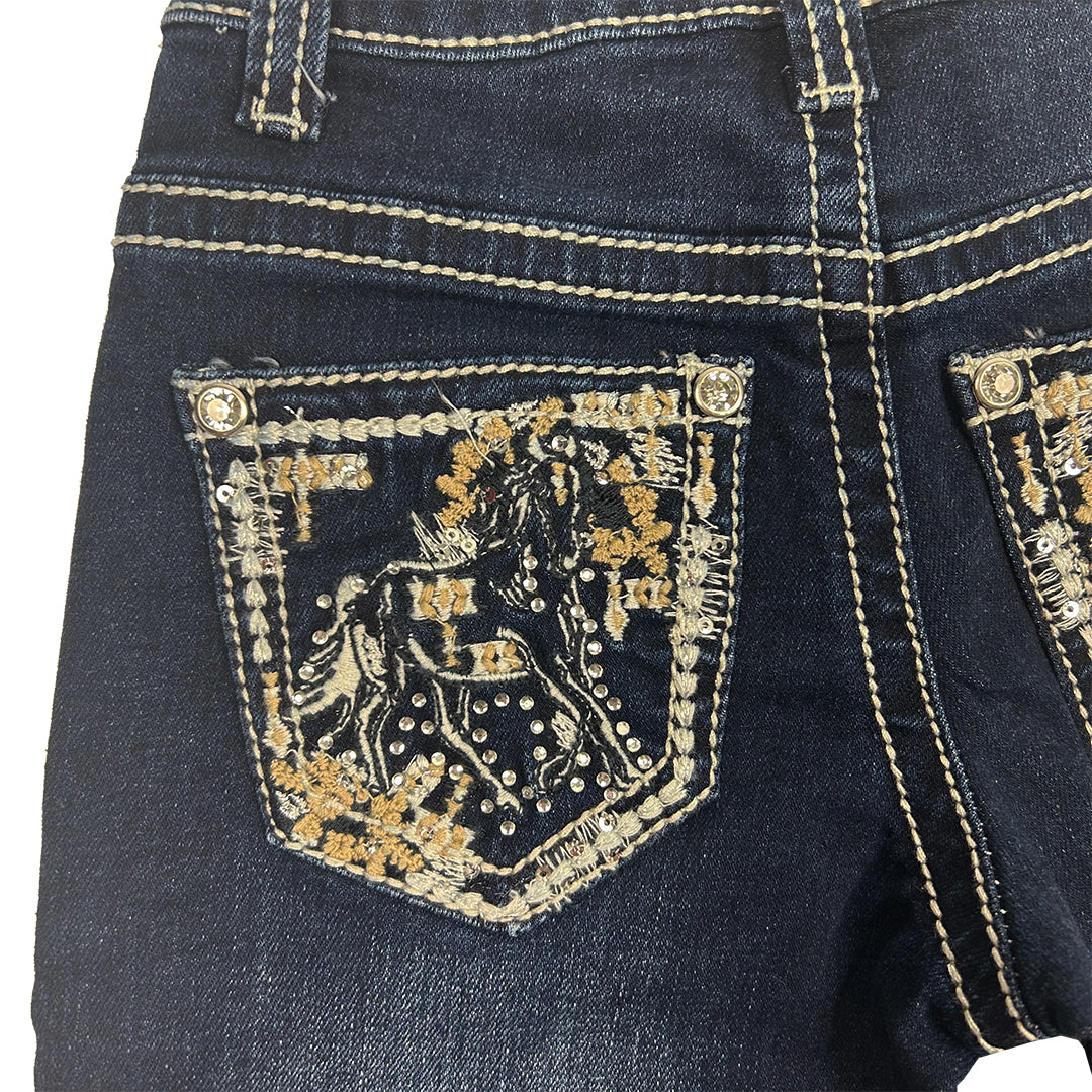 Rodeo Girl Girls' Horse Embroidery Bootcut Jeans