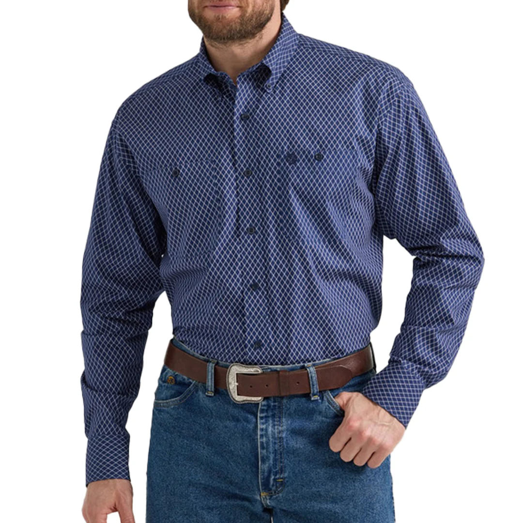 Wrangler George Strait Men's Diamond Print Long Sleeve Button Shirt