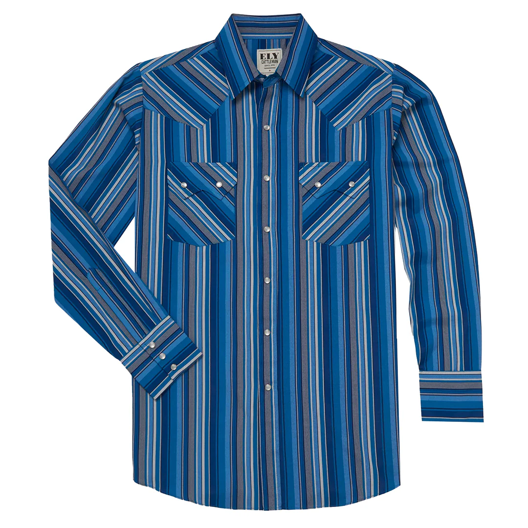 Ely Cattleman Men's Textured Stripe Western Long Sleeve Snap Shirt