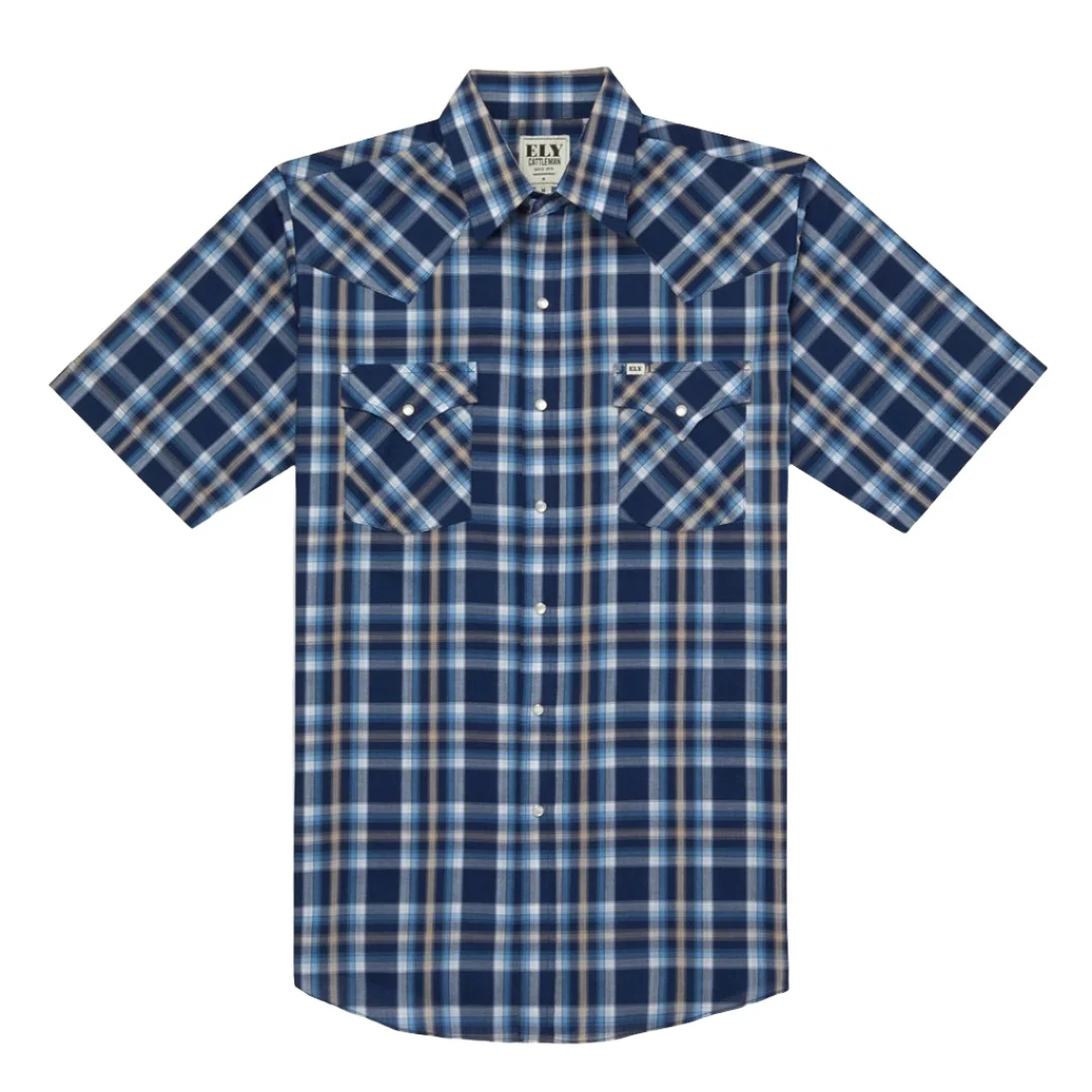 Ely Cattleman Men's Short Sleeve Plaid Western Snap Shirt
