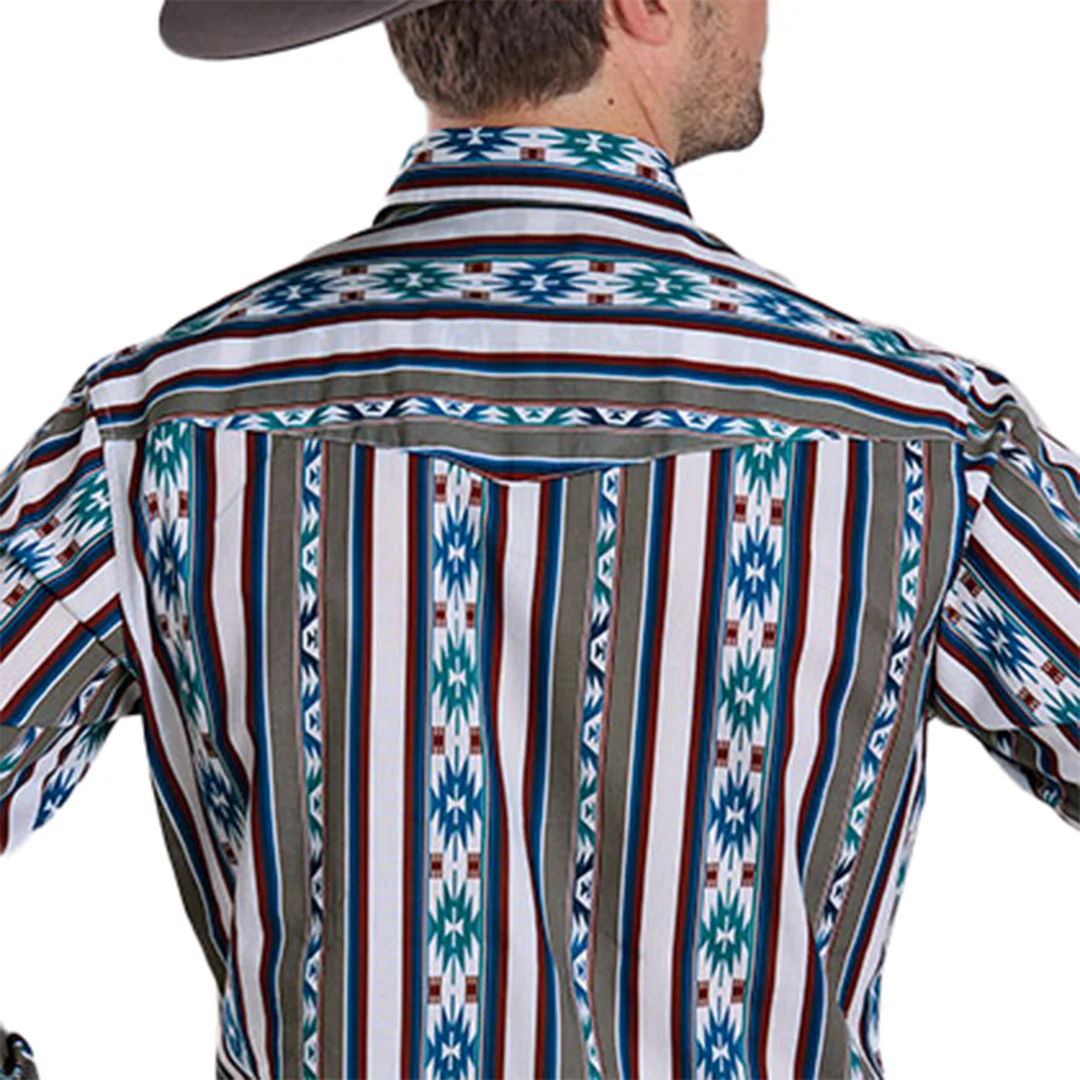 Roper Men's Vintage Collection Vertical Retro Stripe Long Sleeve Snap Shirt