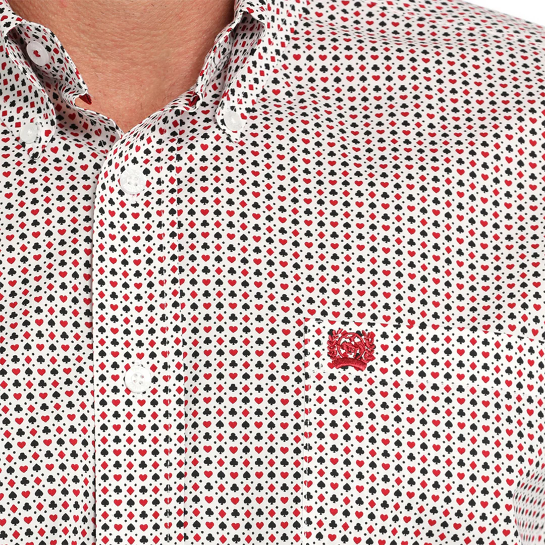 Cinch Men's Playn Card Print Long Sleeve Button Shirt
