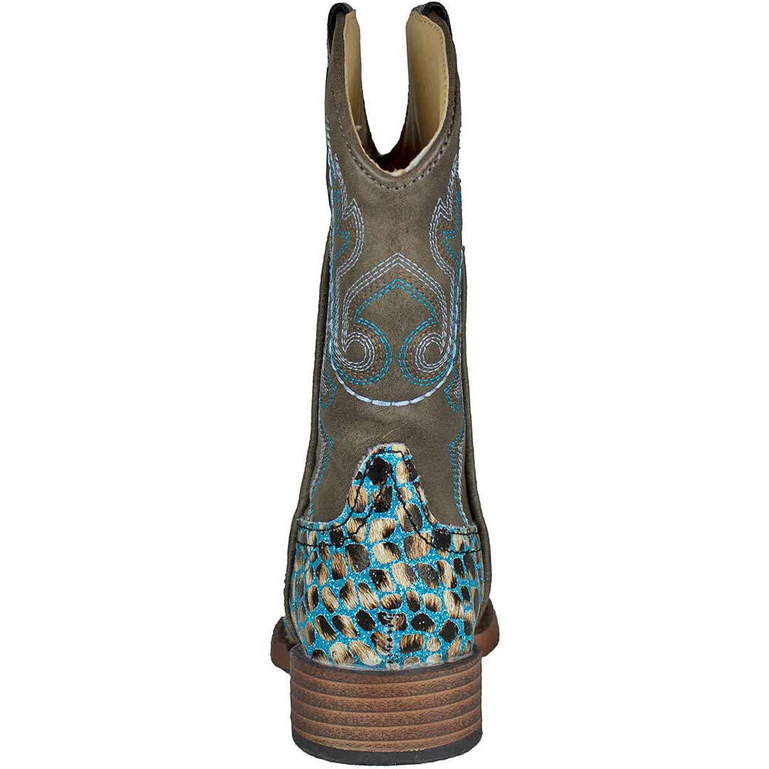 Roper Girls' Glitter Leopard Square Toe Cowgirl Boots