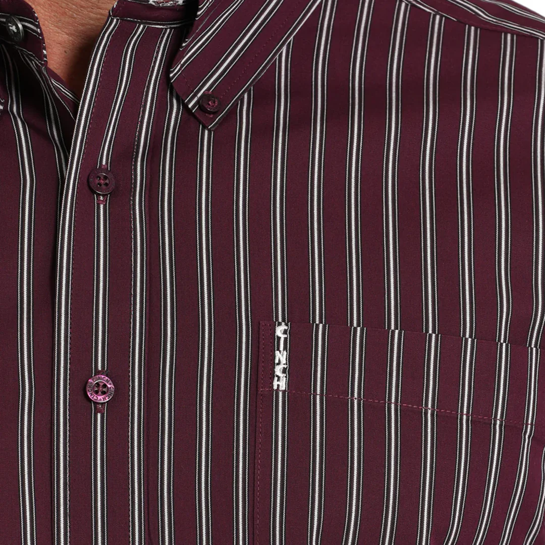 Cinch Men's Stripe Modern Fit Long Sleeve Button Shirt