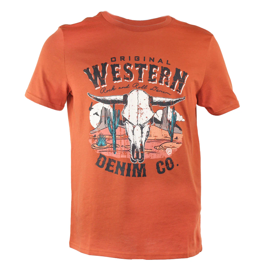 Rock & Roll Denim Unisex Longhorn Skull T-Shirt