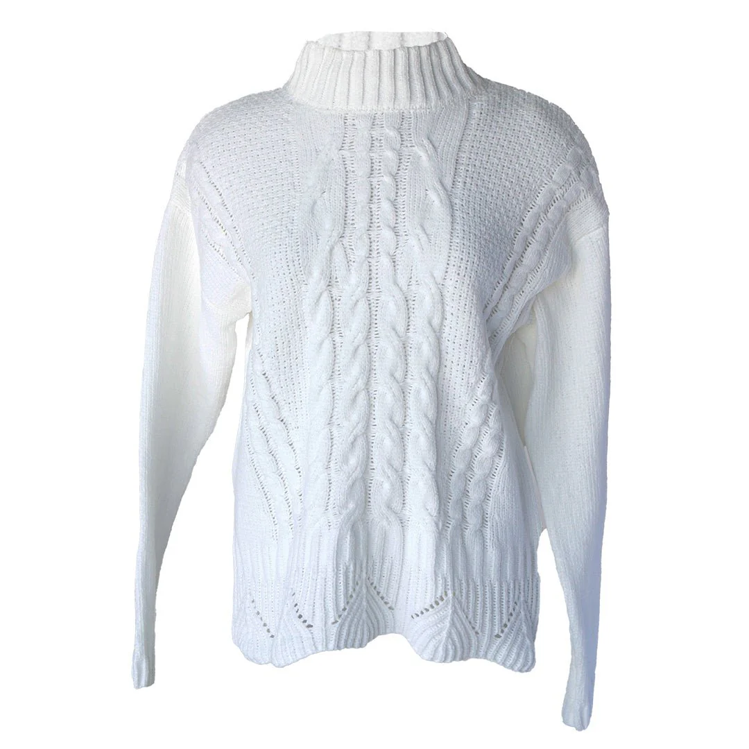 Keren Hart Women's Mock Neck Cable Sweater