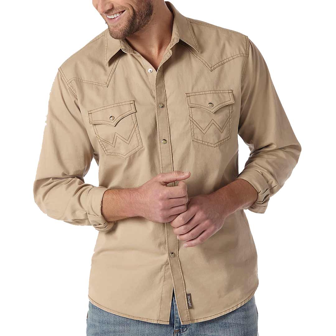 Wrangler Men's Contrast Trim Solid Snap Shirt