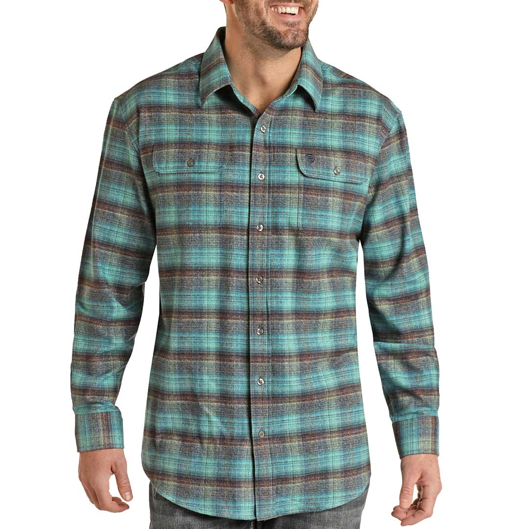 Rock & Roll Cowboy Men's Brushed Twill Plaid Button-Down Shirt