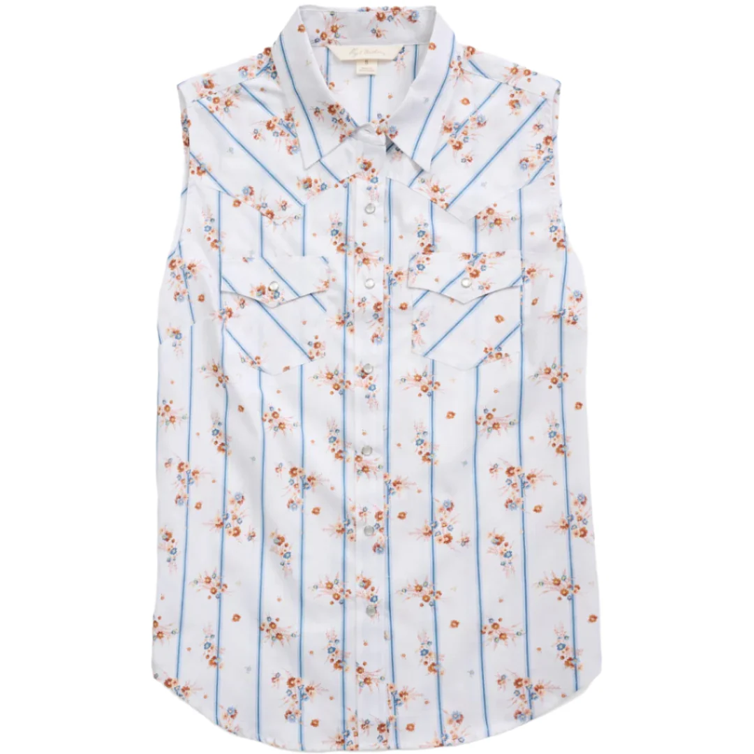 Ely Cattleman Women's Wallpaper Floral Sleeveless Snap Shirt