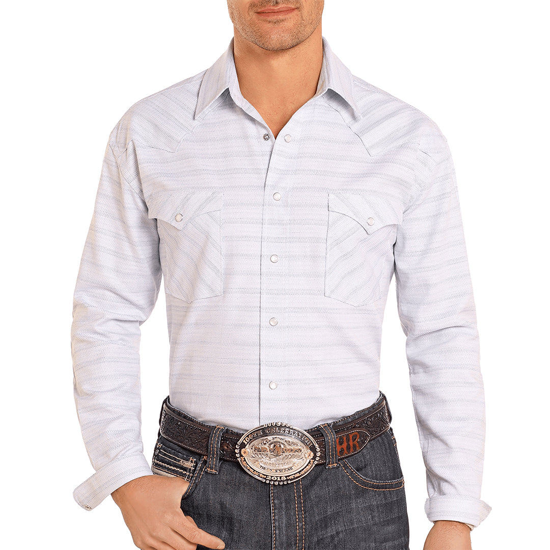 Rough Stock Men's Digi-Dobby Long Sleeve Snap Shirt