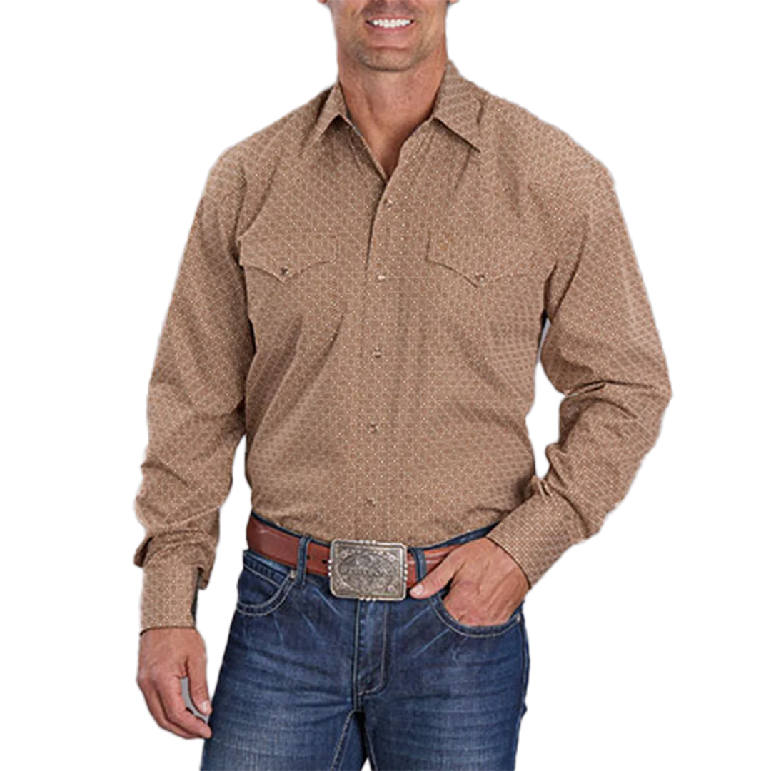 Stetson Men's Geometric Print Long Sleeve Snap Shirt