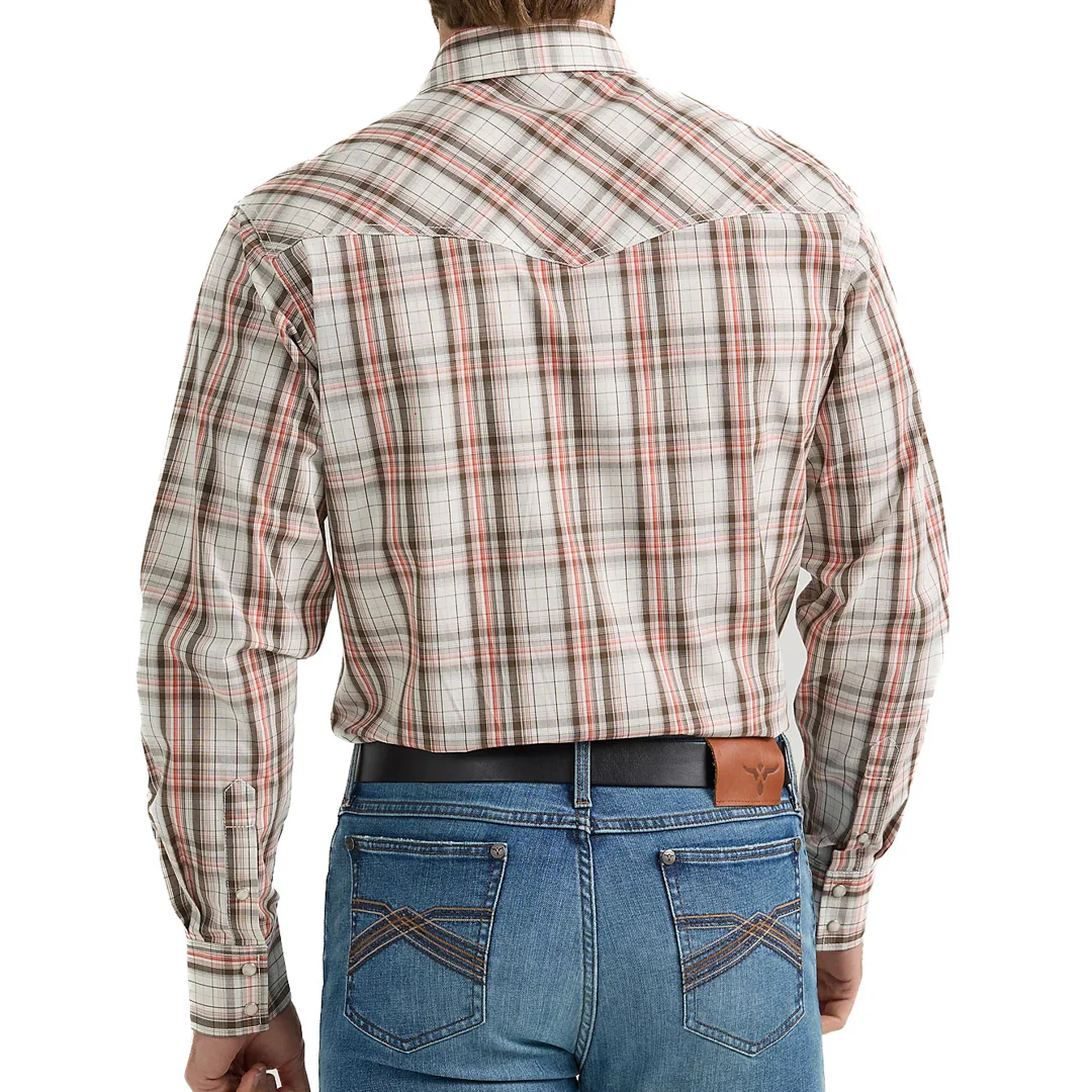 Wrangler Men's 20X Competition Plaid Snap Shirt In Brown