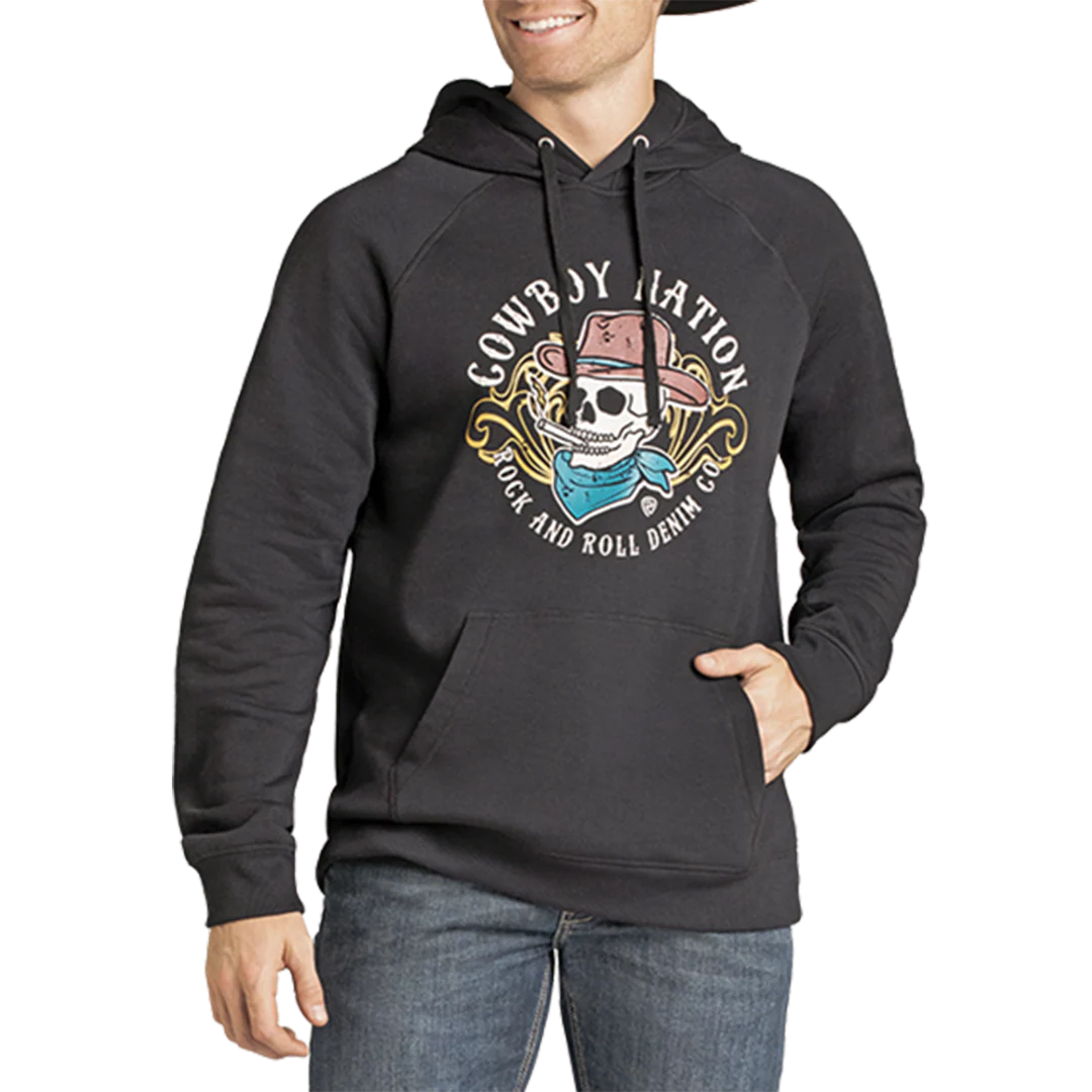 Rock & Roll Denim Unisex Skull Graphic Hoodie